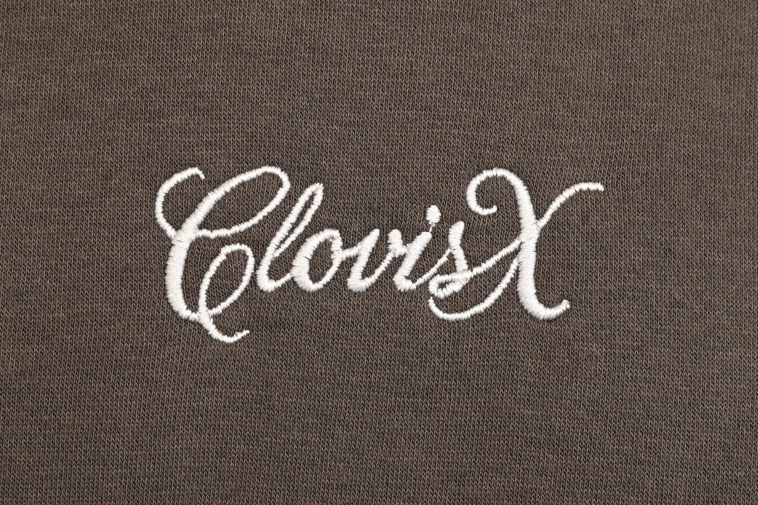 CLOVISX Signature Script Embroidery Hoodie (Smoked Stone) – 380 GSM Heavyweight Fleece Unisex Pullover, 80/20 Cotton Blend, Kangaroo Pocket