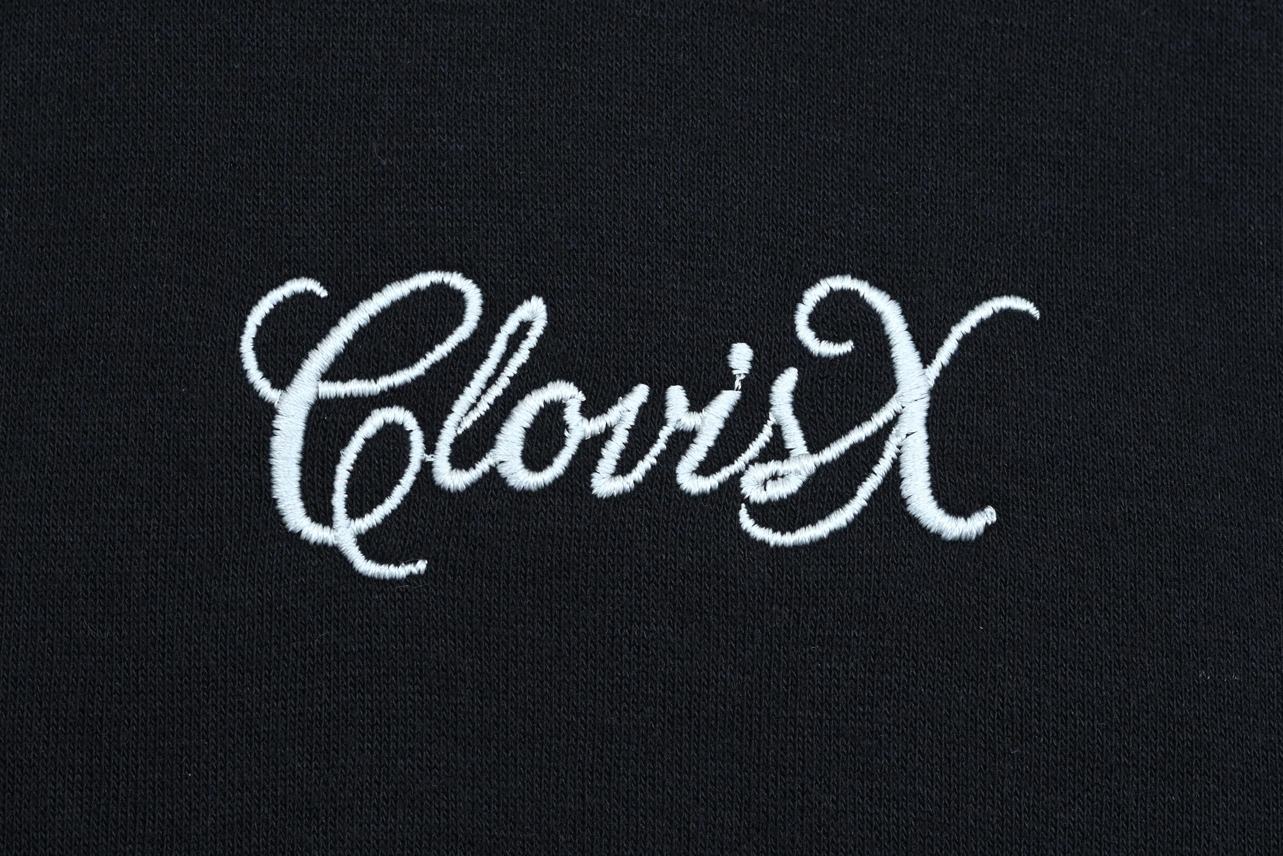 CLOVISX Signature Script Embroidery Hoodie (Onyx Black) – 380 GSM Heavyweight Fleece Unisex Pullover, 80/20 Cotton Blend, Kangaroo Pocket
