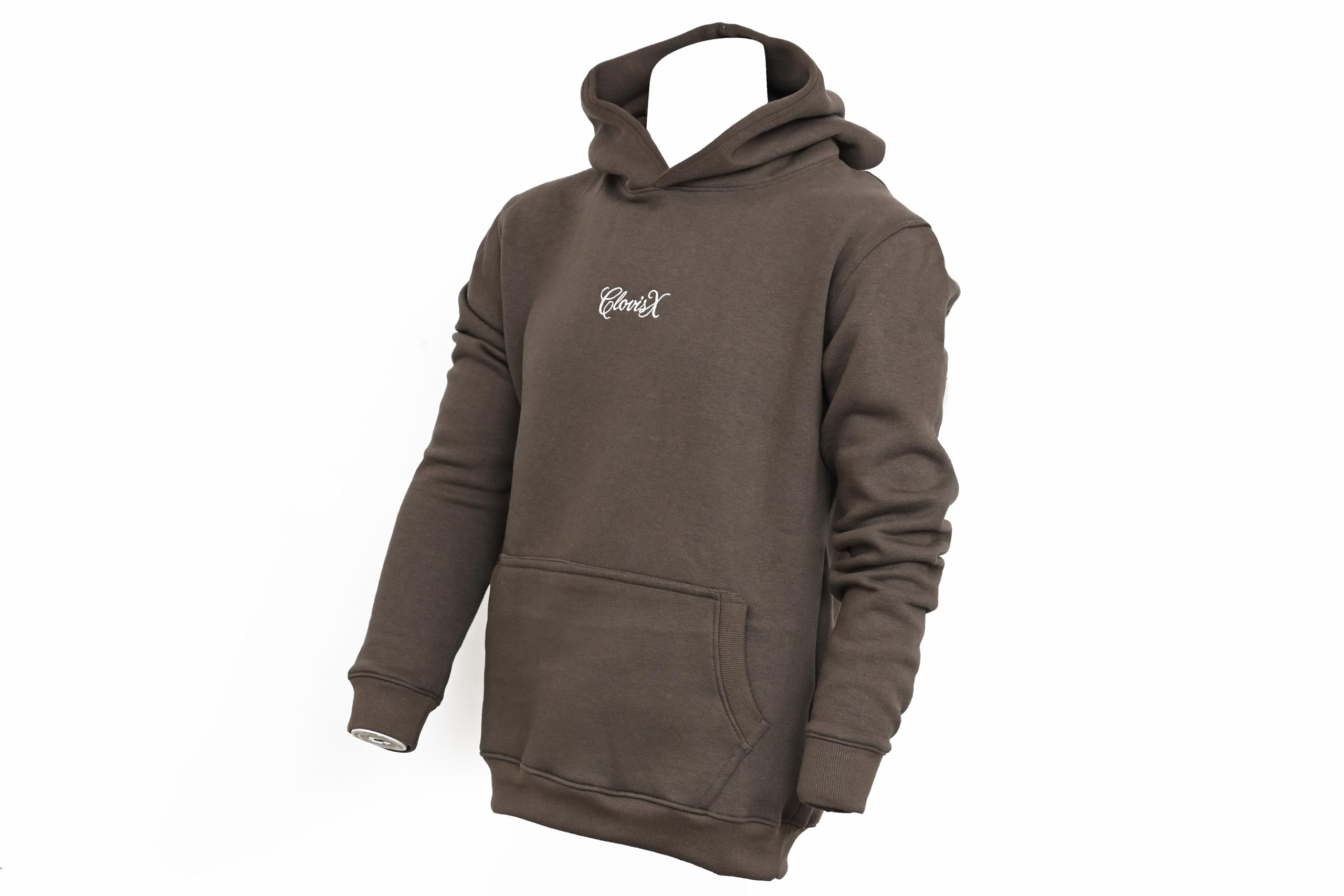CLOVISX Nightfall Camp Embroidery Hoodie (Smoked Stone) – 380 GSM Heavyweight Fleece Unisex Pullover, 80/20 Cotton Blend, Kangaroo Pocket