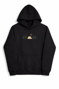 CLOVISX Nightfall Camp Embroidery Hoodie (Onyx Black) – 380 GSM Heavyweight Fleece Unisex Pullover, 80/20 Cotton Blend, Kangaroo Pocket