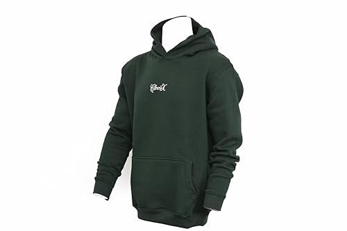 CLOVISX Signature Script Embroidery Hoodie (Emerald Forest) – 380 GSM Heavyweight Fleece Unisex Pullover, 80/20 Cotton Blend, Kangaroo Pocket