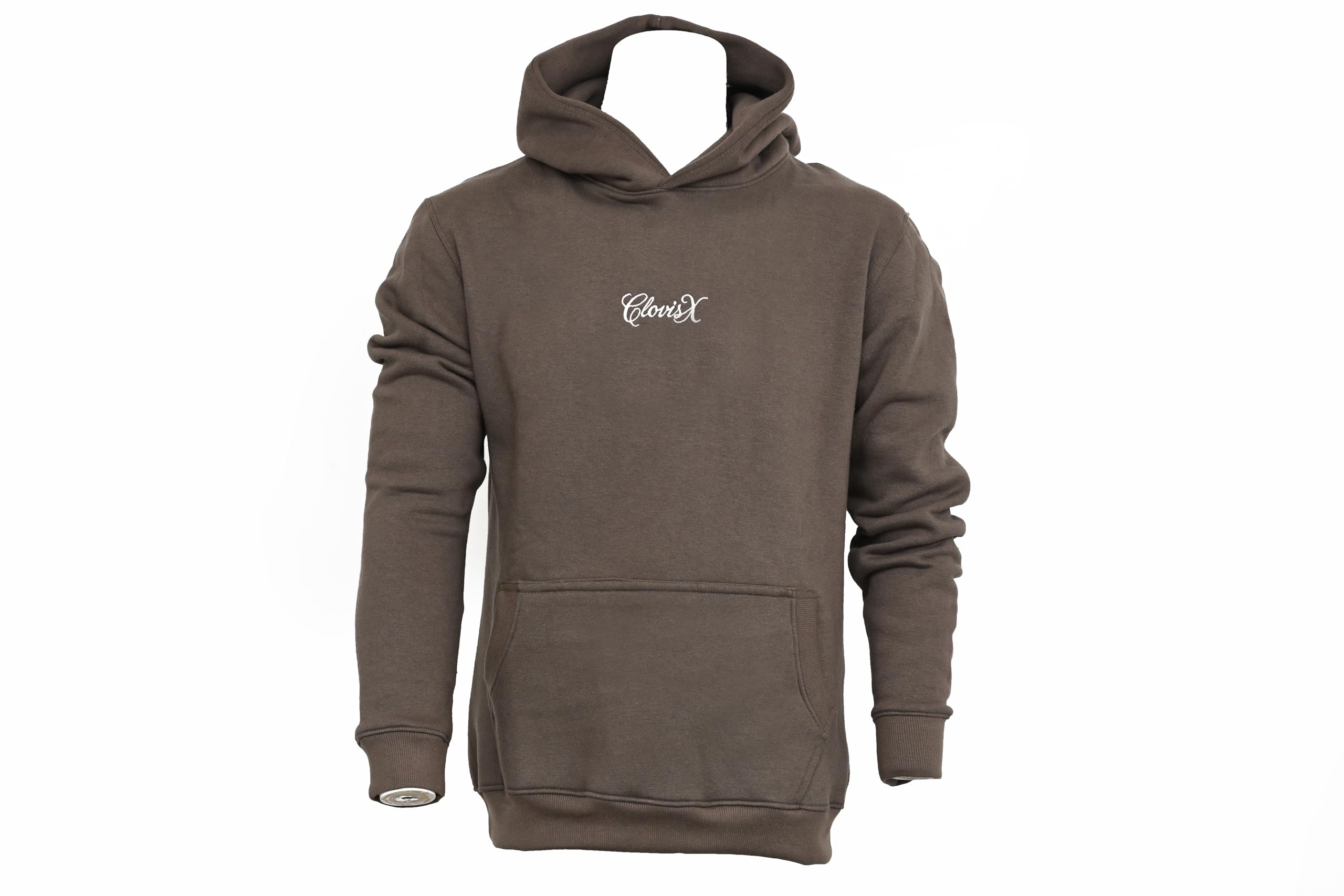 CLOVISX Signature Script Embroidery Hoodie (Smoked Stone) – 380 GSM Heavyweight Fleece Unisex Pullover, 80/20 Cotton Blend, Kangaroo Pocket
